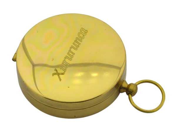 Yuvarlak Sarı Metal Kasa Su Geçirmez Fosforlu Dayanıklı Pusula (5cmx1.6cm) Defolu ürün görseli 1