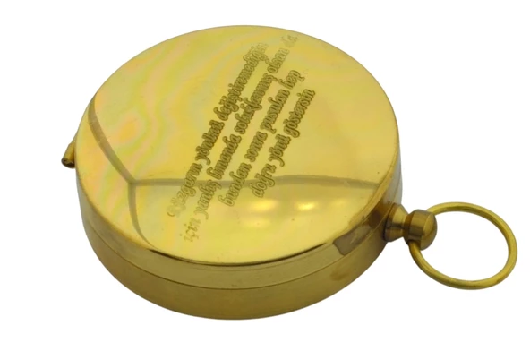 Yuvarlak Sarı Metal Kasa Su Geçirmez Fosforlu Dayanıklı Pusula (5cmx1.6cm) Defolu ürün görseli 1