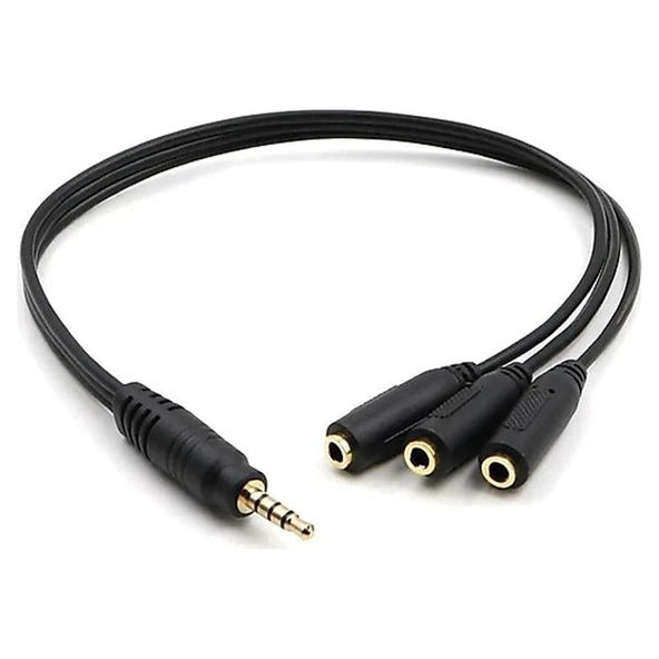 Ayt Kulaklık Çoklayıcı 3.5 Mm Erkek 1x3 Stereo Dişi X 3 30 Cm Y Kablo Aux Çoğaltıcı Jack Kablo ürün görseli 1