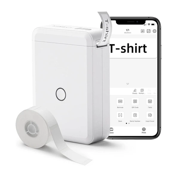 Powermaster PM-20343 Kablosuz Taşınabilir Bluetooth lu Etiket Makinesi Yapışkanlı 15mm Genişlik Kablosuz Yazıcı ürün görseli 1