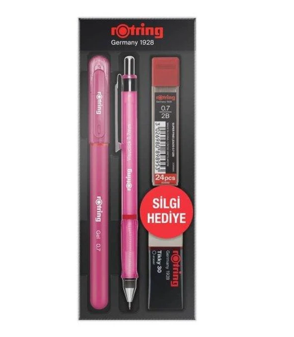 ROTRING OKUL SETI VISUCLICK+JEL 0.7 MM PEMBE - Resim 2
