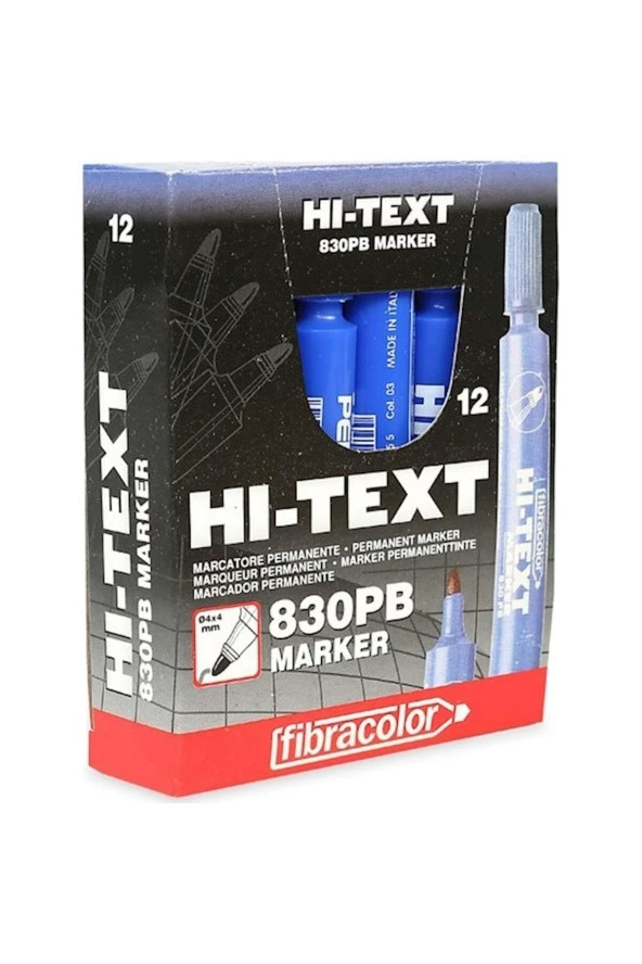 Hi-Text Markör Kesik Uçlu Mavi 830PC Koli Kalemi (12 Li Paket) ürün görseli 1