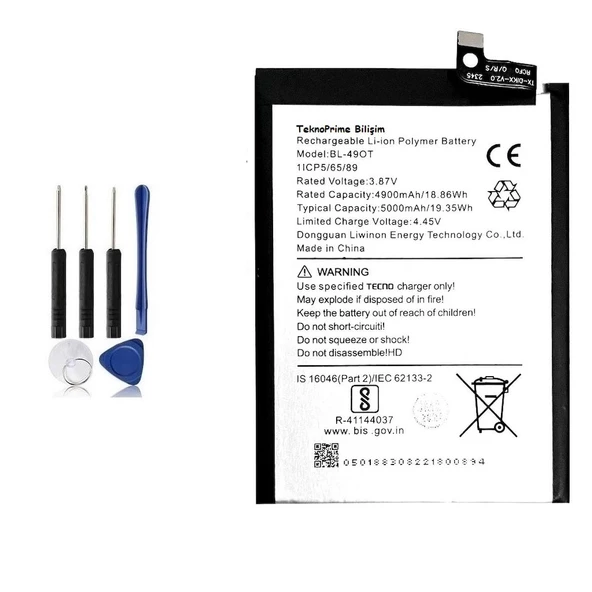 Tecno Camon 20 İle Uyumlu İthal Pil Batarya BL-49OT ürün görseli 1