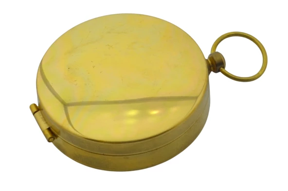 Yuvarlak Sarı Metal Kasa Su Geçirmez Fosforlu Dayanıklı Pusula (5cmx1.6cm) Defolu ürün görseli 1