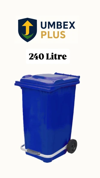 Umbex Plus Mavi Plastik Metal Pedallı Çöp Konteyneri 240 Litre Konteyner - Isıya Dayanıklı Malzeme - Mavi ürün görseli 1