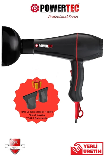Powertec TR-601 + Vigo Başlık Profesyonel Saç Kurutma & Fön Makinesi( Kuaförlerin Tercihi) ürün görseli 1