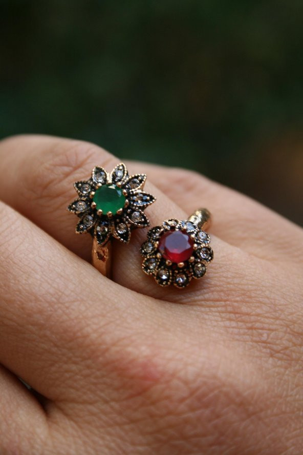 STONEAGE JEWELLERY Bronz Yüzük Çift Çiçek ürün görseli 1