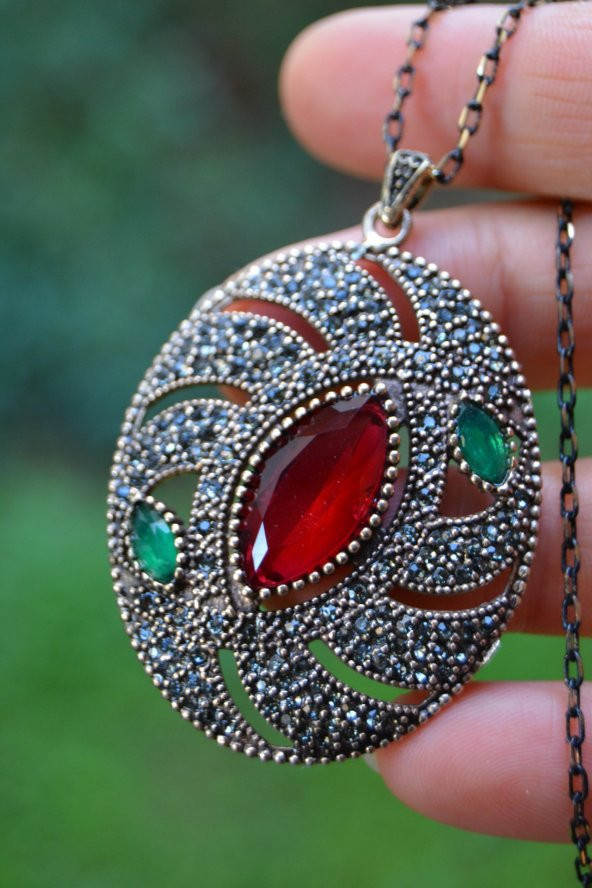 STONEAGE JEWELLERY Kök Yakut Taşlı Otantik Kolye ürün görseli 1