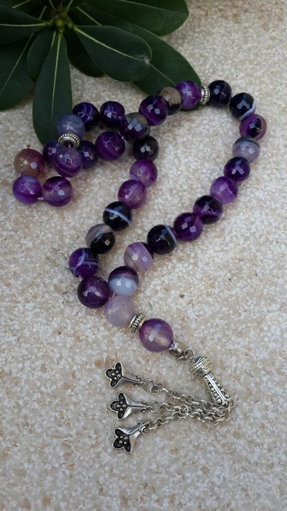 STONEAGE JEWELLERY Mor Akik Güç Doğal Taş Tesbih ürün görseli 1