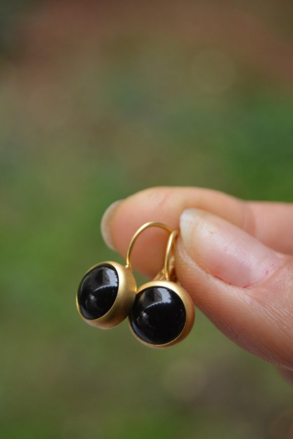 STONEAGE JEWELLERY Oniks Doğal Taş Küpe ürün görseli 1
