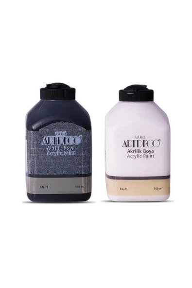 Artdeco Akrilik Boya 500ml Beyaz + 500ml Siyah ürün görseli 1