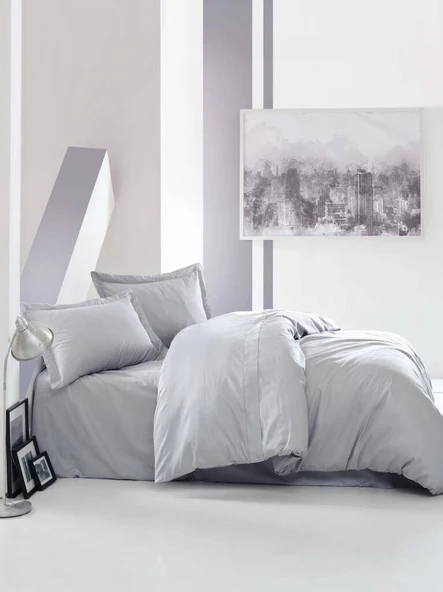 Cotton Box Çift Kişilik Saten Nevresim Takımı Elegant Gri ürün görseli 1