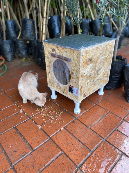 Kedi Kulübesi Kedi Yuvası Kedi Evi 30x33x36cm Iç Ve Dış Mekan Su Geçirmez Isı Yalıtımlı Özel Tasarım ürün görseli 1