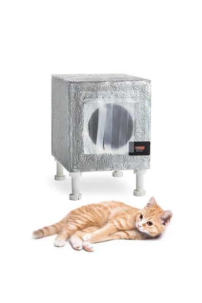 Kedi yuvası Kedi evi ISI VE SU yalıtımlı % 100 KORUNAKLI özel üretim 37X33X31 CM(AYAK HARİÇ ÖLCÜDÜR) ürün görseli 1
