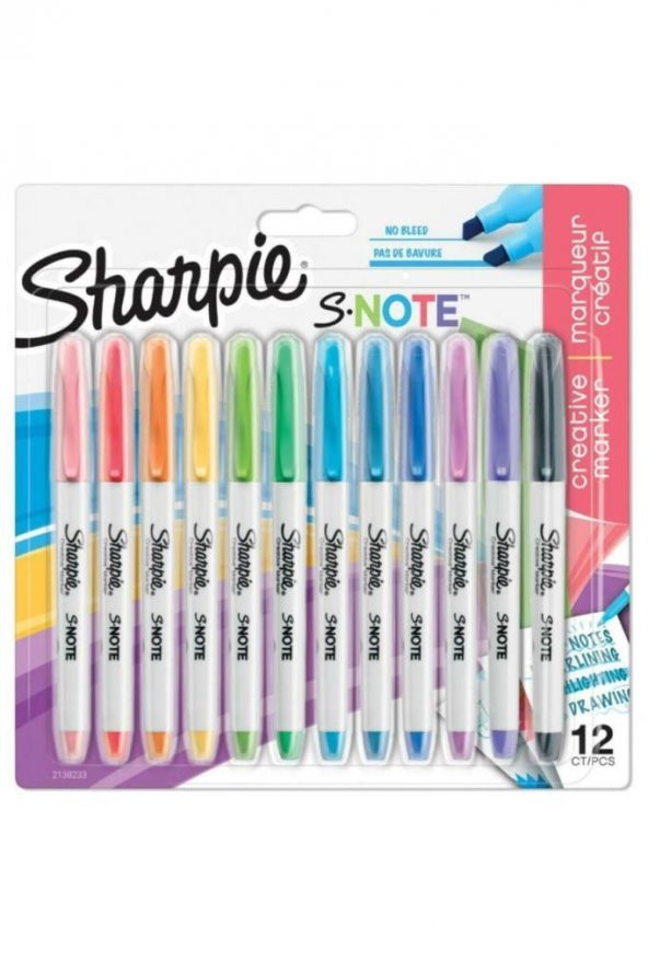 SHARPIE SNOTE KREATIF MARKOR KESIK UC 12 LI 213823 ürün görseli 1