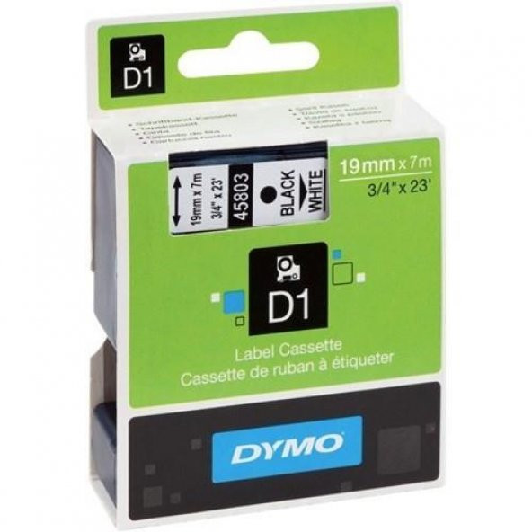 Dymo D1 Şerit Standart 19 MMx7 MT Şeffaf Üzerine Siyah 45800 ürün görseli 1