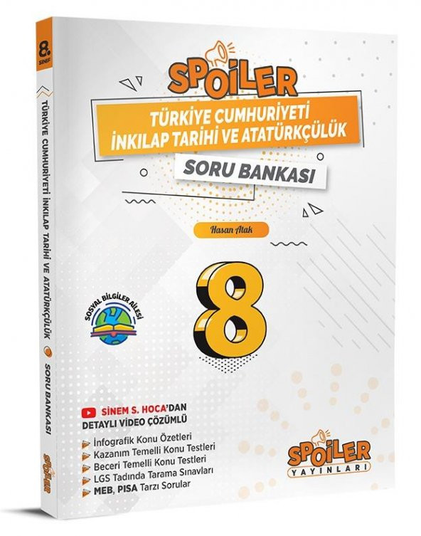 Spoiler Yayınları 8. Sınıf Lgs İnkılap Tarihi Soru Bankası 2023 ürün görseli 1