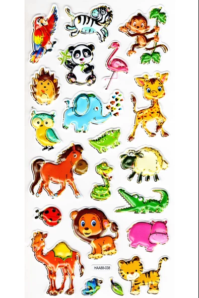 Sticker Kabartmalı Yaldızlı Stiker Çıkartma Etiket (Haa038)-23x12 cm- Sevimli Hayvanlar ürün görseli 1