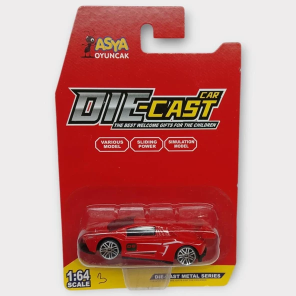 Metal Mini Arabalar  8 cm - Kırmızı - 3 - Resim 5