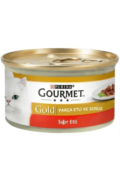 Gourmet Gold Parça Sığır Etli Soslu Konserve Yetişkin Kedi Maması 85 G ürün görseli 1