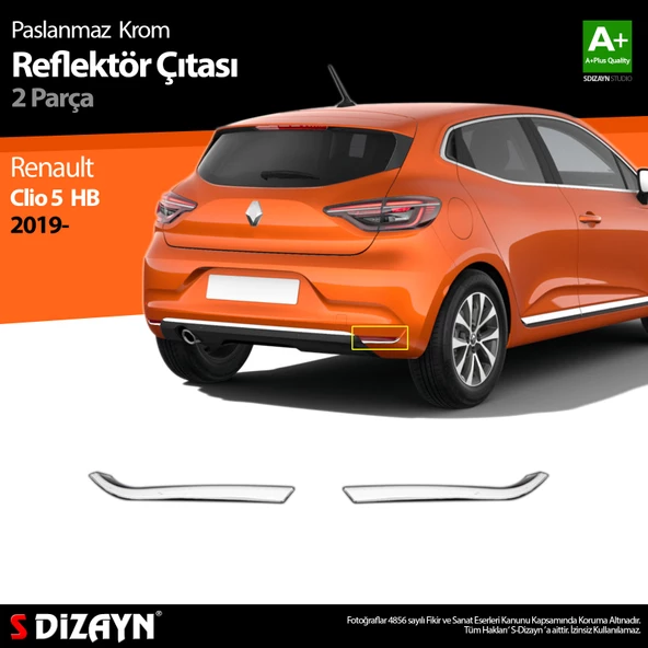 Renault Clio 5 Krom Reflektör Çıtası 2 Prç. 2019 2020 2021 2022 2023 2024 2025 ürün görseli 1