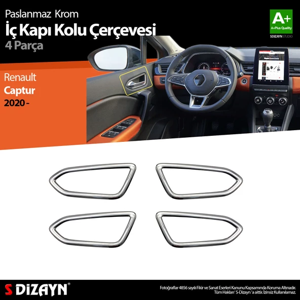 Renault Captur 2 Krom İç Kapı Kolu Çerçevesi 2020 2021 2022 2023 2024 2025 ürün görseli 1