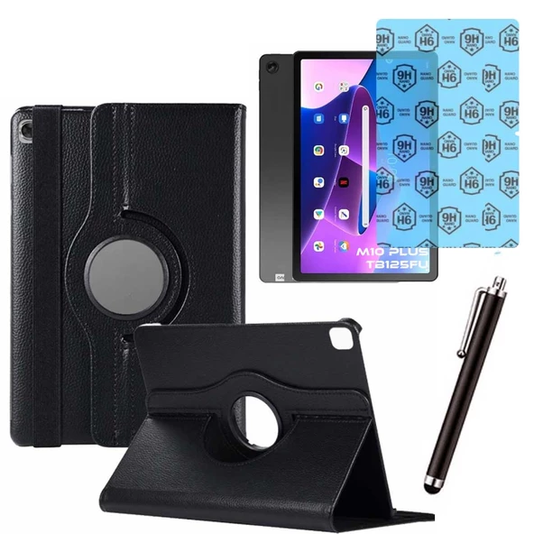 Lenovo Tab M10 Plus TB 125FU 3 Nesil Uyumlu Kılıf Ekran Koruyucu Ve Kalem Set Siyah ürün görseli 1