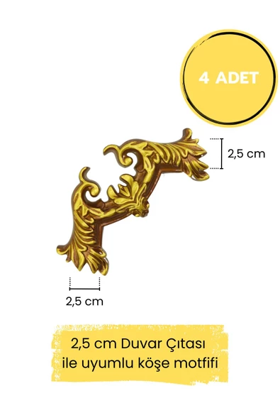 Dekoratif Polimer 2,5 cm Duvar Çıtası Uyumlu Köşe Motifi ürün görseli 1
