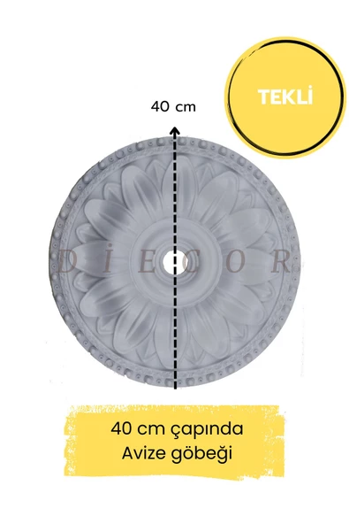 Dekoratif Boyanabilir Polimer 40 cm Avize Göbeği ürün görseli 1
