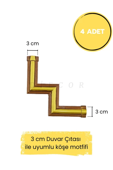 Dekoratif Polimer 3 cm Duvar Çıtası Uyumlu Köşe Motifi ürün görseli 1