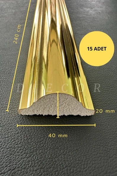 Dekoratif Polistren 15 Adet 4 Cm Gold Duvar Çıtası ürün görseli 1