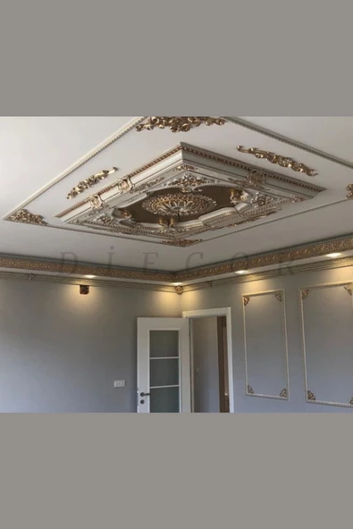 Dekoratif Boyanabilir Polimer 40 cm Avize Göbeği - Resim 5