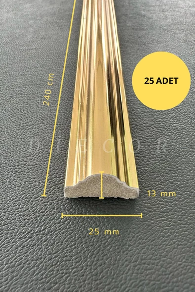 Dekoratif Polistren 25 Adet 2,5 Cm Gold Duvar Çıtası ürün görseli 1