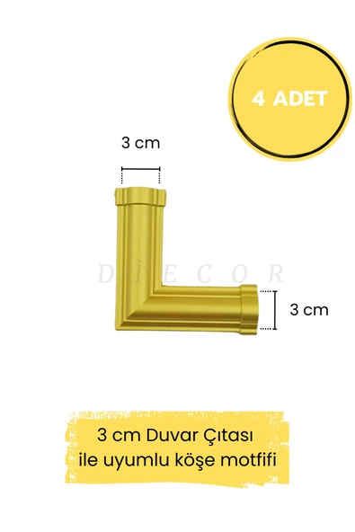 Dekoratif Polimer 4 cm Duvar Çıtası Uyumlu Köşe Motifi ürün görseli 1