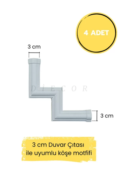Dekoratif Boyanabilir Polimer 3 cm Duvar Çıtası Uyumlu Köşe Motifi ürün görseli 1