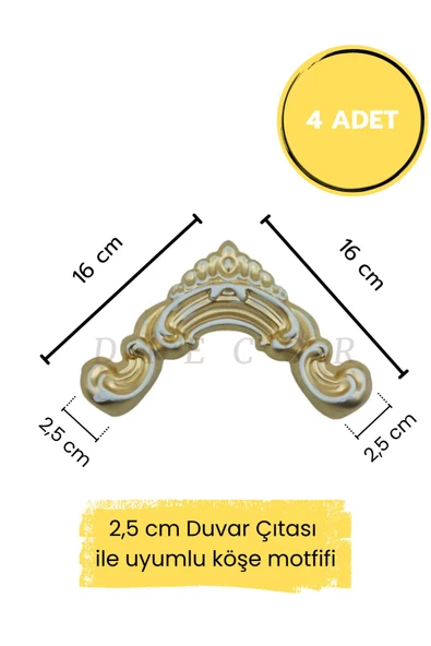 Dekoratif Polimer 2,5 cm Duvar Çıtası Uyumlu Köşe Motifi ürün görseli 1