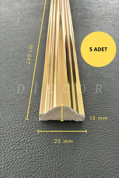 Dekoratif Polistren 5 Adet 2,5 Cm Gold Duvar Çıtası ürün görseli 1
