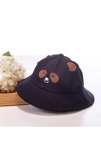 NETAVANTAJ Panda Figürlü Balıkçı Şapka Unisex Siyah ürün görseli 1