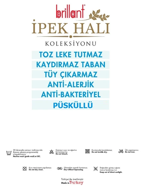 Brillant İpek Latex Kaymaz Taban Halı-HJ11705.801-(130x190) ürün görseli 1