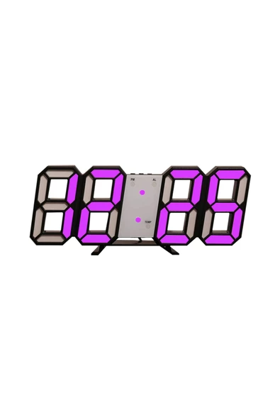 NETAVANTAJ 3d Led Dijital Alarm Termometre Takvim Özellikli Masa Duvar Saati Pembe ürün görseli 1