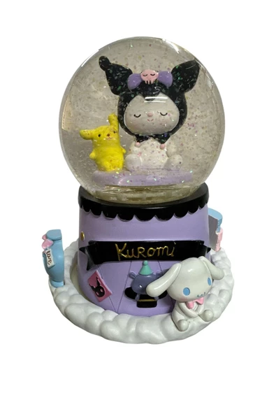 NETAVANTAJ Kuromi Ve Pompompurin Gözü Kapalı Dev Boy Işıklı Müzikli Kar Küresi ürün görseli 1