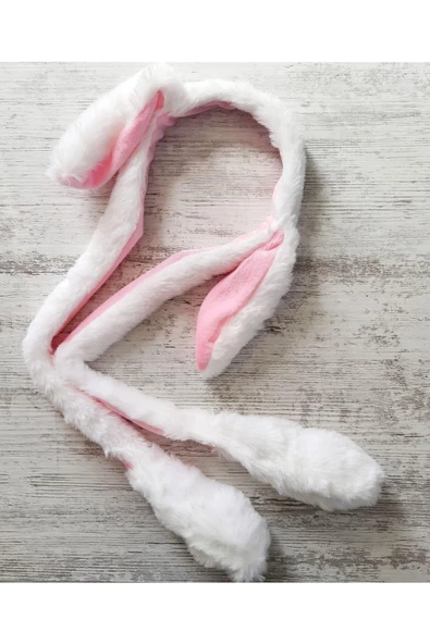 NETAVANTAJ Işıklı Hareketli Oynar Tavşan Kulaklı Peluş Taç Beyaz ürün görseli 1