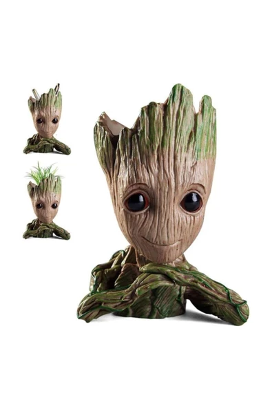 NETAVANTAJ Galaksinin Koruyucuları Baby Groot Figür Elleri Çenesinde Saksı Kalemlik Pla Büyük 15 cm ürün görseli 1