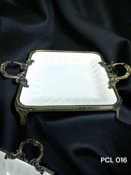 Royking Elegance Kare Sunum Tabak Antique 36 CM PCL 016 ürün görseli 1