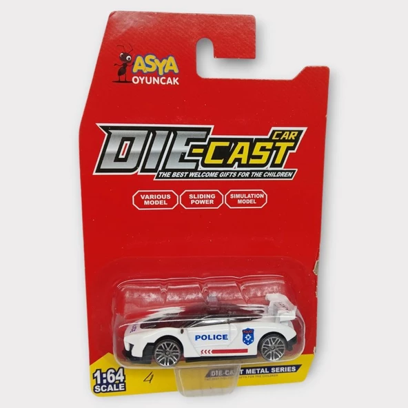 Metal Mini Polis Arabası  8 cm - Polis - 4 - Resim 5