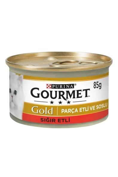 Gourmet Gold Parça Sığır Etli Soslu Konserve Yetişkin Kedi Maması 12 x 85 G ürün görseli 1