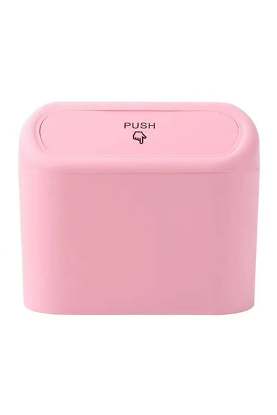 Oto Araba Çöp Kutusu Kapaklı Organizer Çöp Kovası Pembe ürün görseli 1