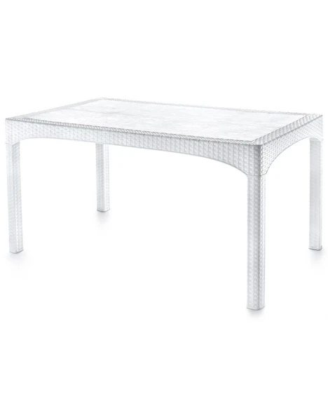 Omnipazar SY-2587 Beyaz Rattan Dikdörtgen Kapalı Masa 44177 ürün görseli 1