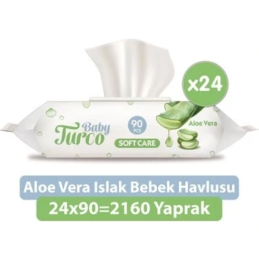 Baby Turco Islak Mendil Aloevera 90lı Koli 24lü ürün görseli 1