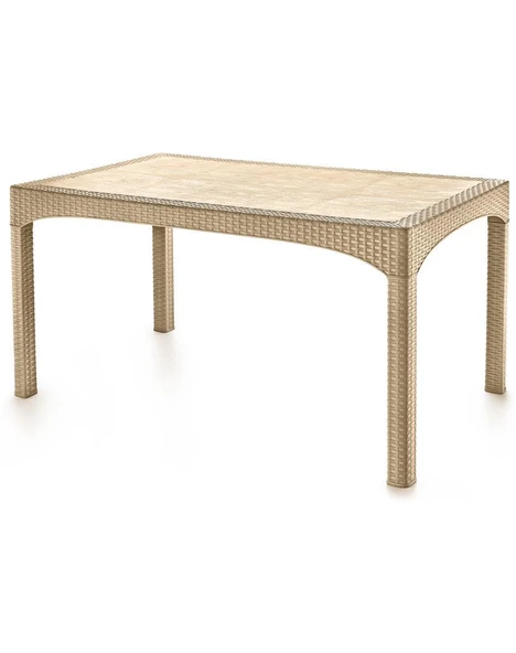 Omnipazar SY-2587 Bej Rattan Dikdörtgen Kapalı Masa 51667 ürün görseli 1